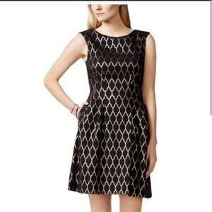 Vince Camuto Black and Gold A-Line Dress